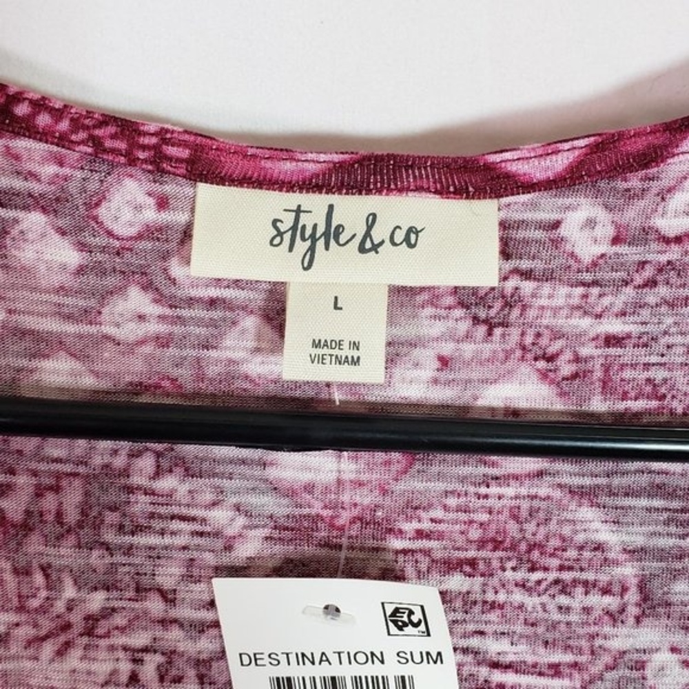 Style & Co Women’s Pleated V-Neck Blouse Large Casual Top Shirt - Picture 2 of 7